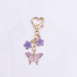 Porte-clés en métal papillon coloré avec fermoir mousqueton cœur et pendentif fleur, cadeau créatif, vente en gros - Product Image 6