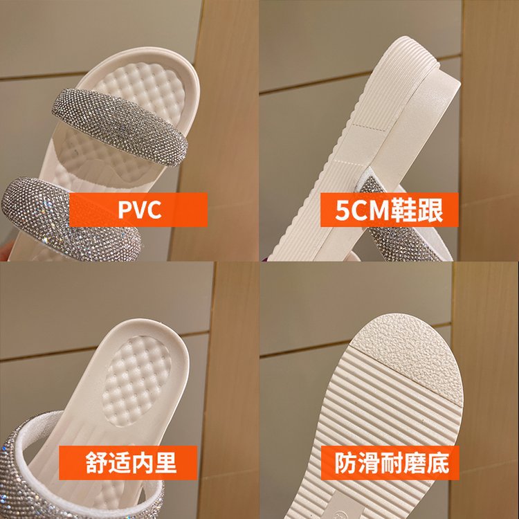 2023 Summer Casual Sandals Ladies Sponge Thick Bottoming Beach Sandals Slippers