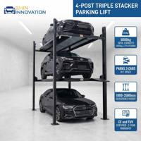 SHIN INNOVATION Élévateur de stationnement hydraulique 4 poteaux 3 niveaux 2500 kg, empileur de véhicules triple pour garage, villa et parking commercial