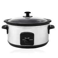 Homedaily Mijoteuse Électrique Manuelle 4,8 L avec Contrôle Mécanique de la Température, 3-en-1 : Mijoteuse, Marmite à Soupe et à Bouillie pour la Maison