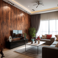 Échantillons gratuits oushe rose panneau mural 3d panneaux muraux en grain de bois panneau de revêtement intérieur