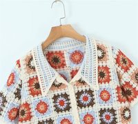 Cardigan en tricot ajouré pour femme, motif floral marguerite d'été, style bohème sexy, avec logo personnalisé