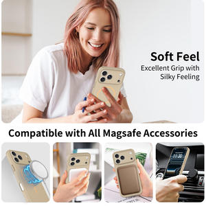 Nuova Cover Magnetica per <span class=keywords><strong>iPhone</strong></span> 17 <span class=keywords><strong>Pro</strong></span> <span class=keywords><strong>Max</strong></span> in Tinta Unita con Finitura Effetto Pelle <span class=keywords><strong>Oro</strong></span> Deserto e Protezione Lente con Foro di Precisione - Product Image 3