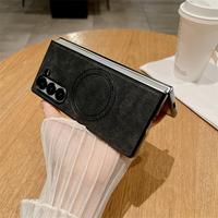 Étui en similicuir de qualité supérieure pour Samsung S22/S23/S24 +/21Ultra avec couverture arrière de charge sans fil magnétique cachée