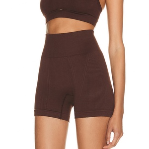 High Quality <b>Cross</b> Back Yoga <b>Tops</b> High Waist Ribbed Shorts Front Hollow Design Active Wear Set Plus Size OEM Supplied Breathable - Product Image 6