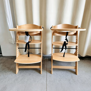 Chaise haute pour bébé et enfant en bois, moderne et simple, réglable en hauteur, plateau amovible, bois massif - Product Image 5