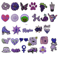 Nouveau fer sur broderie violet série chapeau soleil coeur caméra Patch pour cadeau de décoration