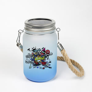 Topjlh Luces colgantes solares de hadas Linternas de tarro de albañil de vidrio transparente <span class=keywords><strong>con</strong></span> mango de cuerda de cáñamo Luces decorativas para exteriores para jardín - Product Image 4