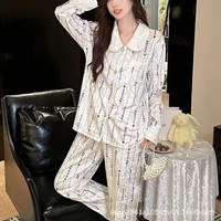 Pyjama cardigan en velours doré pour femme Style Instagram de haute qualité Plus XL revers à manches longues taille élastique tricoté pour l'automne