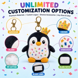 <span class=keywords><strong>Porte</strong></span>-clés Mascotte Peluche Pingouin Personnalisé avec Confettis, Vente en Gros, Cadeau du Nouvel An, Logo Personnalisé, CPC, Cadeau de Fêtes Saisonnier, Jouet Doux, OEM ODM - Product Image 4