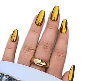 High-end 24pcs <strong>Detachable</strong> Nail Art <strong>Patches</strong> Wholesale Customizable Pure Gold Color Cartoon Style for Fingers - Product Image 1