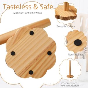 Wooden Tissue Holder Fan Shaped Base Non Slip <b>Kitchen</b> <b>Paper</b> Roll Stand Natural Wood Color Scandinavian Design - Product Image 2