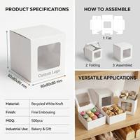 Caja de Papel Kraft Blanco con Ventana Transparente para Panadería y Embalaje de Regalos, Caja de Cartón Rígido Reciclado con Logotipo Personalizado