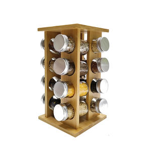 Organizador Giratorio de Especias de Bambú para Cocina, Estante de Almacenamiento para Condimentos, Exhibidor de Encimera para Despensa - Product Image 1