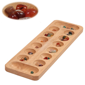 Jeu de société éducatif en bois <span class=keywords><strong>Mancala</strong></span> avec 48 pions, jeu d'intelligence pour enfants, couleur bois naturel - Product Image 3