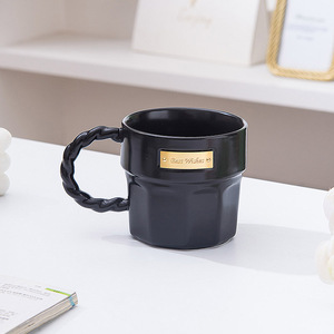 แก้วน้ำเซรามิกเคลือบเงา Nordic Luxury Golden Label 370 มล. 12 ออนซ์ แก้วกาแฟเซรามิก แก้วพอร์ซเลน แก้วสำหรับพิมพ์ลาย แก้วสีดำ - Product Image 3