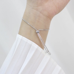 New Trendy Sterling <b>Silver</b> 925 Rhodium Plated Bowknot <b>Charm</b> <b>Bracelet</b> with Zircon for Women Wedding & Party Gift - Product Image 5
