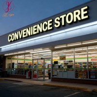 Enseigne de devanture de magasin 3D lumineuse avec logo, grandes lettres en relief, enseigne LED avec marque pour l'extérieur, signalétique de devanture de magasin de proximité