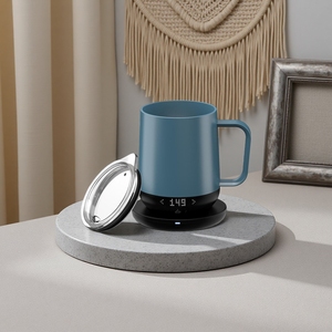 <span class=keywords><strong>Mug</strong></span> Kopi Pemanas Listrik Pintar 12oz dengan Kontrol Suhu, Terbuat dari Baja Anti Karat, untuk Meja Kantor - Product Image 3