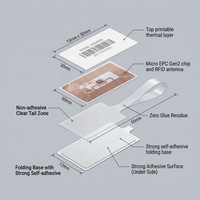 Étiquette RFID flexible pour bijoux sur métal, sans adhésif, à queue, UHF, pour la vente au détail de montres et de lunettes