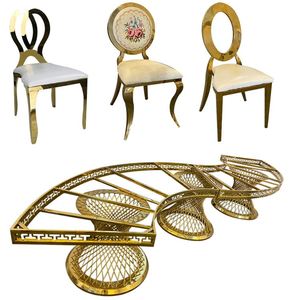 Vòng Chân Số Đám Cưới Vàng Đá Granit Và Đá Ghế Bữa Ăn Tối Nhà Hàng Tops Vàng Cà Phê Thép Không Gỉ Bàn Ăn - Product Image 5