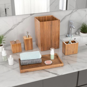 Bamboo Bathroom Toiletries Set Rectangle Eco-Friendly For Home Hotel Nordic Style - Product Image 2