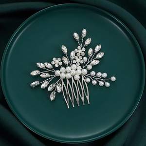 Pettine per Capelli da <span class=keywords><strong>Sposa</strong></span> in Lega Placcata Argento con Cristalli e Perle, Accessori per Capelli alla Moda per Matrimoni, Damigelle e Compleanni - Product Image 6