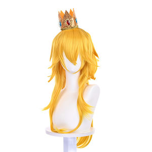 Anime Biki, Princesa, <span class=keywords><strong>Super</strong></span> <span class=keywords><strong>Mario</strong></span>, pelo largo ligeramente rizado en capas hacia arriba, melocotón, Peluca <span class=keywords><strong>de</strong></span> Cosplay - Product Image 5