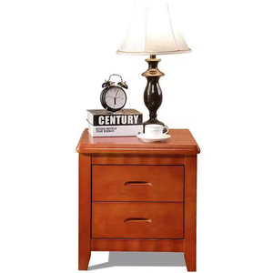 Hot Selling Modern Multi-function Natural Wood Solid Bedroom Furniture Nightstand Double <b>Drawer</b> <b>Storage</b> Durable Frame - Product Image 2