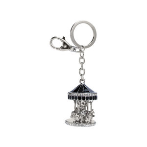 Portachiavi Rotondo in Argento con Strass, Design a Giostra per Borse e Chiavi - Product Image 1