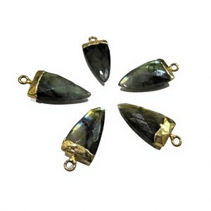 2 pièces - Pendentif breloque en labradorite naturelle en forme de nuget de forme conique / Pendentif à boucle unique en forme de bâtonnet / Breloque connecteur de 20 à 25 mm - Product Image 1