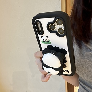 Custodia Protettiva 3D Panda Cartoon in Silicone Morbido Antiurto per iPhone 17 Pro Max 16 15 Plus 14 13 12 Pro Max - Product Image 2