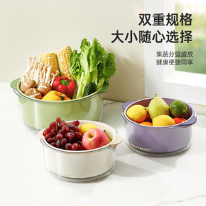 Cesta de Drenaje de Doble Capa Hy-51, Colador de Plástico PP para Lavar Frutas y Verduras con Tapa, Solo Lavar a Mano - Product Image 3