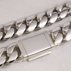 <span class=keywords><strong>Bracciale</strong></span> da <span class=keywords><strong>Uomo</strong></span> di Alta Gioielleria Fatto a Mano a Maglia Cubana di Miami Massiccia in Oro Bianco 14K 18K o <span class=keywords><strong>Argento</strong></span> Sterling <span class=keywords><strong>925</strong></span> da 6mm-10mm con Chiusura Elegante - Product Image 6