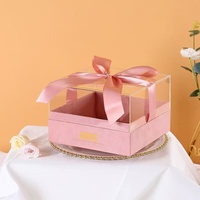 Boîte cadeau transparente de luxe en acrylique avec couvercle et ruban pour demoiselles d'honneur, pour Noël et la Saint-Valentin