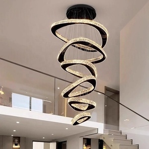 Biệt thự sang trọng Duplex xây dựng treo đèn chùm thiết kế hiện đại cao cấp pha lê <span class=keywords><strong>LED</strong></span> ánh sáng khung thép không gỉ cho phòng khách - Product Image 4