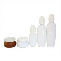 Flacon pompe pour sérum en verre blanc élégant 30ml 50ml 100ml 120ml, flacon pour lotion, flacon pour toner, pot de 30g 50g avec couvercle en forme de pierre pour l'emballage des produits de soin de la peau