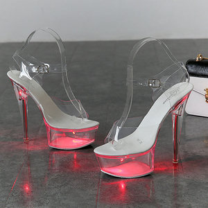 Sandales à Talons Hauts Lumineuses Sexy Modèle Catwalk <span class=keywords><strong>Chaussures</strong></span> en Cristal <span class=keywords><strong>Chaussures</strong></span> <span class=keywords><strong>de</strong></span> Pole Dance pour Dames <span class=keywords><strong>Talon</strong></span> <span class=keywords><strong>de</strong></span> 15cm - Product Image 2