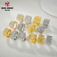 Bague Tête de Cheval en Acier Inoxydable Plaqué Or avec Diamants, Style Hip Hop Tendance pour Hommes