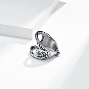 Retro Rhinoceros Head Titanium Steel <b>Ring</b> Men's Fashion Jewelry Self Defense Bottle Opener Multi Functional Animal Design - Product Image 2