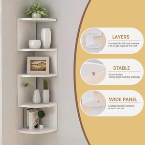 Wall-<b>mounted</b> Corner Shelf 7-tier White Polygonal Storage For Bedroom And Living Room - Product Image 1