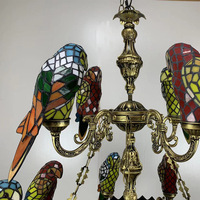 Lampes de lustre en verre teinté rétro sur mesure HFBH, perroquet, villa, bar, restaurant, salon, luminaire suspendu en forme d'oiseau