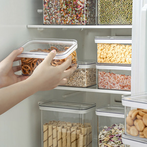 Airtight Storage Jars Rectangle <b>Plastic</b> Lid 0.9L 2.4L 3.4L Food Storage Container <b>Kitchen</b> Snacks Grains - Product Image 4