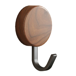 Bathroom <b>Wall</b> <b>Hooks</b> Round Walnut Wood Strong Adhesive No Drilling Required For <b>Keys</b> Clothes Entryway Door - Product Image 5