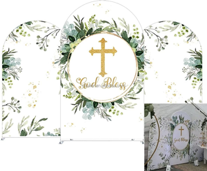 Housses en tissu <span class=keywords><strong>pour</strong></span> support de toile de fond en forme de croix dorée <span class=keywords><strong>pour</strong></span> les fêtes de première <span class=keywords><strong>communion</strong></span> et de baptême - Product Image 2