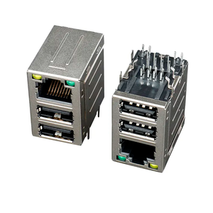 Connecteur <span class=keywords><strong>RJ45</strong></span> USB 3x1 10/100/1000 Base-T, Jack Modulaire en Métal pour PCB, Connecteur <span class=keywords><strong>RJ45</strong></span> USB 10 Broches - Product Image 2
