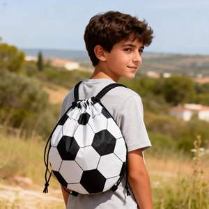 Football Eco-Friendly Polyester Folding Drawstring <b>Bag</b> Shoe Storage <b>Large</b> Capacity Party-Themed Double-Shoulder Sports Pouch - Product Image 4