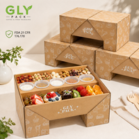 Boîte à pâtisserie en kraft personnalisée avec compartiments pour fruits, gâteaux, collations, goûter, pique-nique, restauration, emballage alimentaire à emporter
