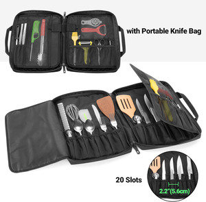 Free sample Custom Logo Travel Knives <b>Roll</b> Case Culinary Tools Storage <b>Bag</b> Leather& PU Chef Knife <b>Roll</b> <b>Bag</b> - Product Image 5