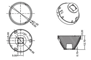 25 / 45 / 60 degree21MM Bead ống kính với màu trắng chủ cho XML 5050 Đã Dẫn con chip - Product Image 3